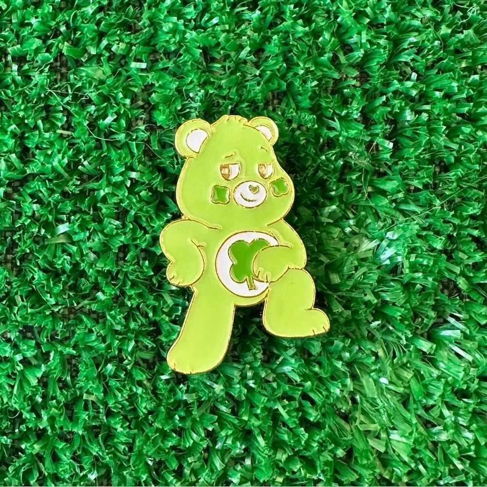 Lucky Bear Green Enamel Pin/ Brooch